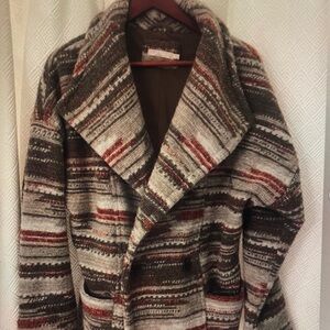 Striped Wool Blend Coat